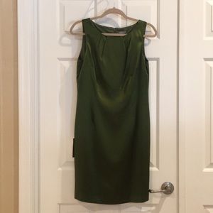 Ann Taylor Silk Dress, Olive Green, 8 Petite.